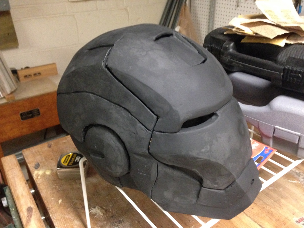 Iron man helmet sanded and primed